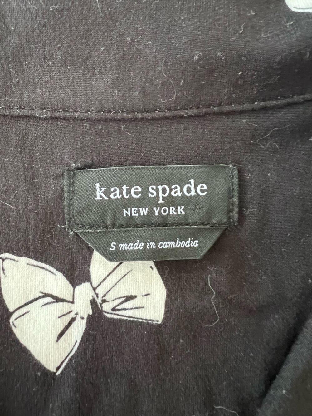 Kate Spade Black White Bow Short Sleeved Pajama Set Dream a Little Dream, size S - Picture 9 of 9